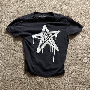 Black and White Star Crop Top